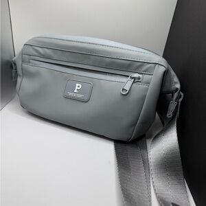 Cascade Crossbody Bag, Color Fog. Weather Proof Construction. Wireframe